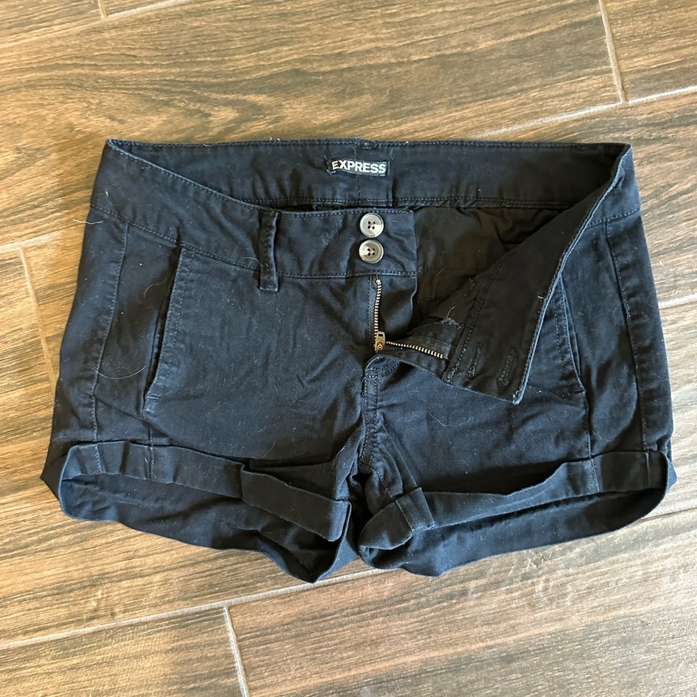 Express Black Cotton Shorts